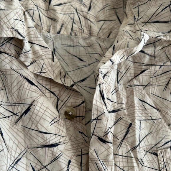 Vintage Classic Men's Casual Button Down Shirt - Cream and Black XXL - Picture 5 of 15